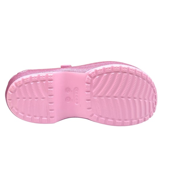 Crocs Womens Mega Wedge Platform Clog Size 7 Rose Glitter Slip-on Water Friendly - Picture 8 of 14